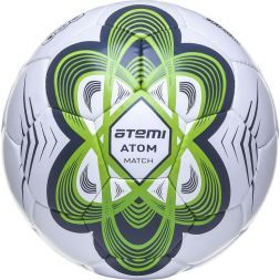 Мяч футбольный Atemi ATOM, PU, зеленый, р.5, р/ш, окруж 68-70